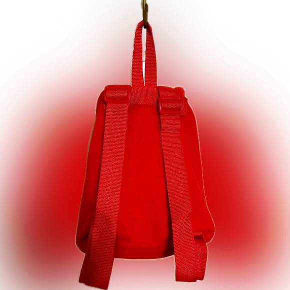 VTG Y2K RARE DISNEY CATALOG POOH’s CHILLY DAY RED FLEECE BACKPACK 11”x10”x4.5” - Picture 2 of 13